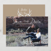 Invitation Rustique & Boho | Bois de cerf | Enregistrez la da (Devant / Derrière)