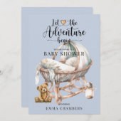 Invitation Rustique Boho Boy Baby shower Nursery Crib (Devant / Derrière)