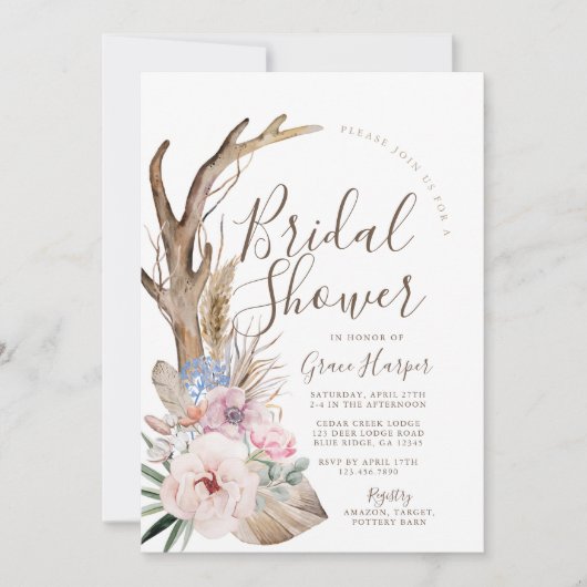 Invitation Rustique Boho Bridal (Devant)