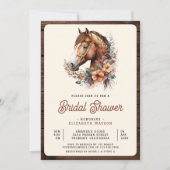 Invitation Rustique Boho Brown Floral Horse Fête des mariées (Devant)