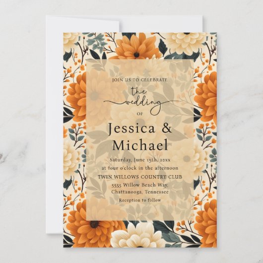 Invitation Rustique Boho Chic Automne Aquarelle Florale Maria (Devant)