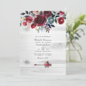 Invitation Rustique Boho Chic Bourgogne et Mariage floral de (Debout devant)