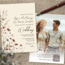 Rustique Boho Chic Fleurs sauvages & Photo QR Mari