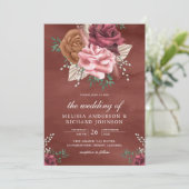 Invitation Rustique Boho Cinnamon Rose Earthy Floral Mariage (Debout devant)