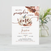 Invitation Rustique Boho Citrouille blanc premier anniversair (Debout devant)