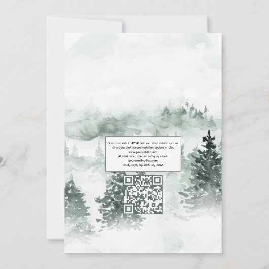 Invitation Rustique Boho Cotton et Eucalyptus QR Code Mariage (Dos)