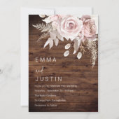 Invitation Rustique Boho Dusty Rose Blush Floral Mariage (Devant)