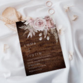 Invitation Rustique Boho Dusty Rose Blush Floral Mariage