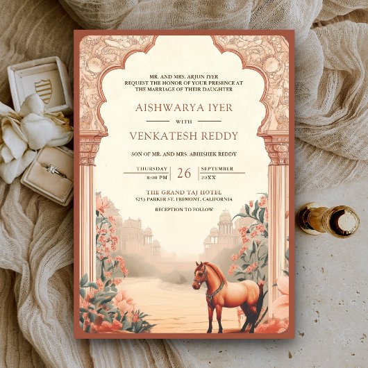 Invitation Rustique Boho Earthy Floral Mariage de cheval indi