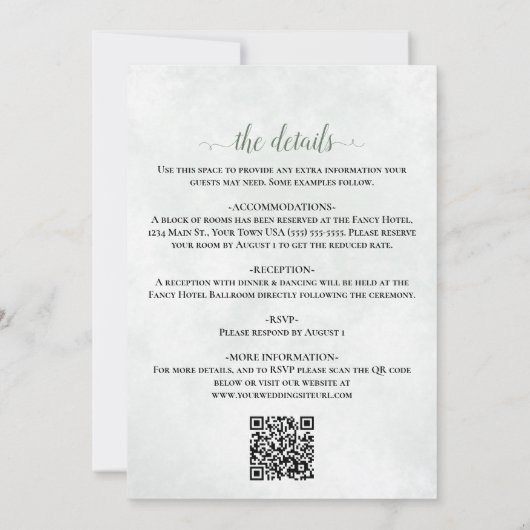 Invitation Rustique Boho Eucalyptus & Lavender QR Code Mariag (Dos)