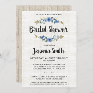 Invitation Rustique Boho Flèches Floral Douche nuptiale Invit