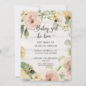 Invitation Rustique BOHO Fleurs roses maman à la douche d'abe (Devant)