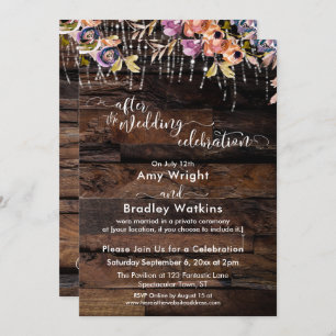 Invitation Rustique Boho Floral après la fête Mariage