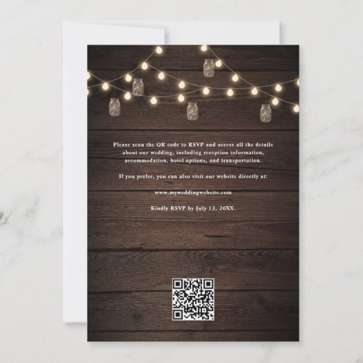 Invitation Rustique Boho Floral Automne QR Code Mariage (Dos)