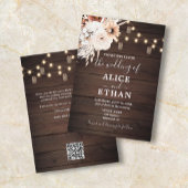 Invitation Rustique Boho Floral Automne QR Code Mariage