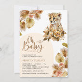 Invitation Rustique Boho Floral Cheetah Baby shower fille (Devant)