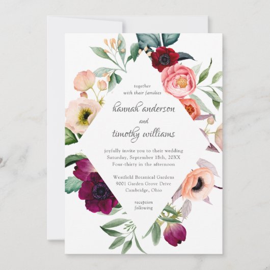 Invitation Rustique Boho Floral Mariage d'aquarelle (Devant)