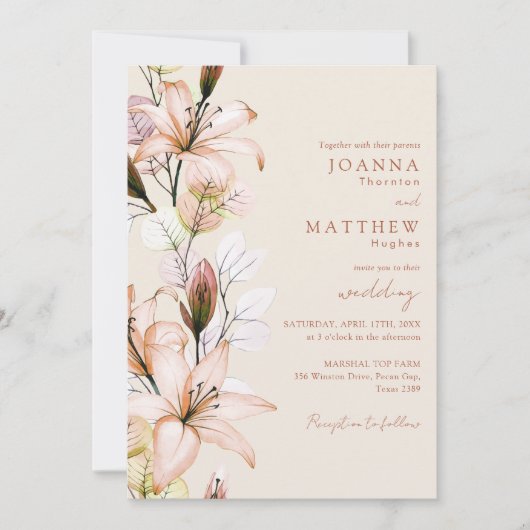 Invitation Rustique Boho Floral Mariage de automne d'automne (Devant)