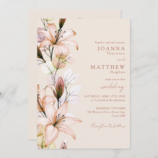 Invitation Rustique Boho Floral QR Code Automne Mariage de au (Devant / Derrière)