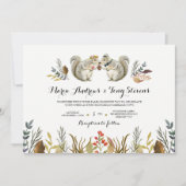 Invitation Rustique Boho Forest Squirrels Mariage d'aquarelle (Devant)