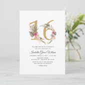 Invitation Rustique Boho Gold Pampas Sweet 16 Anniversaire (Debout devant)