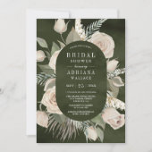 Invitation Rustique Boho ivoire Roses  Dark Sage Fête des mar (Devant)