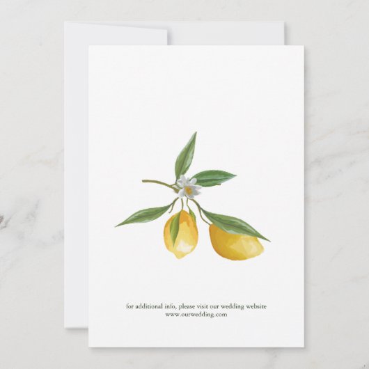 Invitation Rustique Boho Lemon Mariage d'été (Dos)