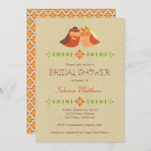 Invitation Rustique Boho Lovebird Owl Couple Mariage