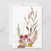 Invitation Rustique Boho Nature Foliage Fête des mariées Feui (Dos)