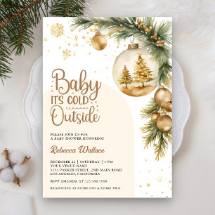 Invitation Rustique Boho Neutre Baby shower de Noël hiver