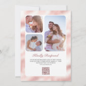 Invitation Rustique Boho Palm Dusty Rose Roses QR Code Mariag (Dos)