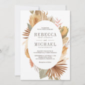 Invitation Rustique Boho Pampas Grass séché Palm Mariage oval (Devant)
