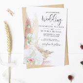 Invitation Rustique Boho Pampas Grass White Orchid Mariage