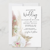 Invitation Rustique Boho Pampas Grass White Orchid Mariage (Devant)