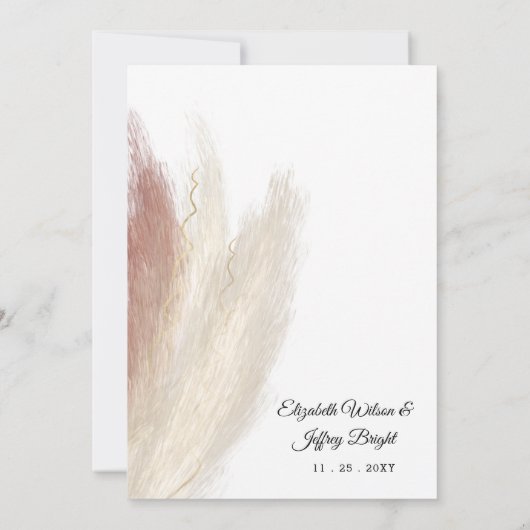 Invitation Rustique Boho Pampas Grass White Orchid Mariage (Dos)
