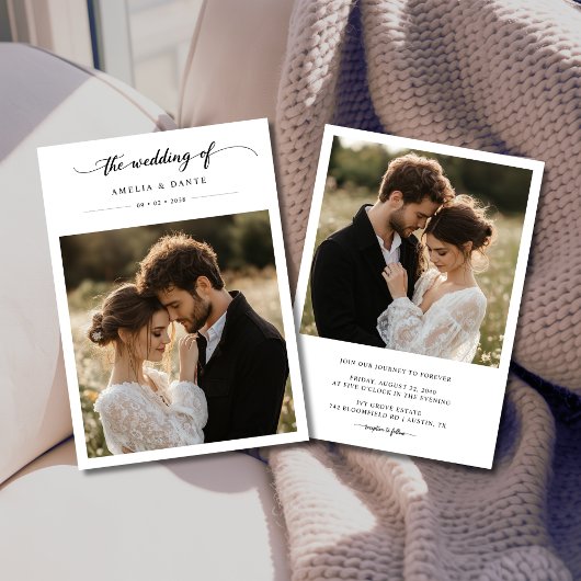 Invitation Rustique Boho Photo Black Whimsy Mariage de callig