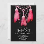 Invitation Rustique Boho rose Dream Catcher noir Anniversaire (Devant)
