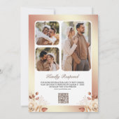 Invitation Rustique Boho Rose Gold Ivory Floral QR Code Maria (Dos)