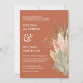 Invitation Rustique Boho séché Palm Pampas Mariage en terre c (Devant)