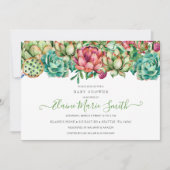 Invitation Rustique Boho Succulent Baby shower neutre genre (Devant)