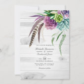 Invitation Rustique Boho Succulents QR Code RSVP Mariage (Devant)