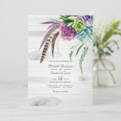 Invitation Rustique Boho Succulents QR Code RSVP Mariage (Debout devant)
