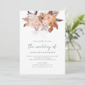 Invitation Rustique Boho Terracotta Floral QR Code Mariage (Debout devant)