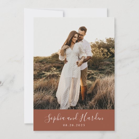 Invitation Rustique Boho Terracotta Monogram Mariage photo (Devant)