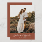 Invitation Rustique Boho Terracotta Monogram Mariage photo (Devant / Derrière)