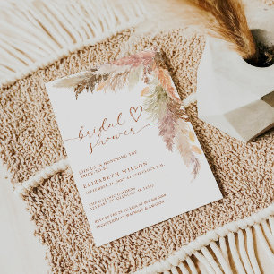 Invitation Rustique Boho Terracotta Pampas Fête des mariées e