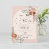 Invitation Rustique Boho Terracotta Pampas Sweet 16 (Debout devant)