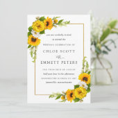 Invitation Rustique Boho Tournesol Jaune Mariage Floral été (Debout devant)