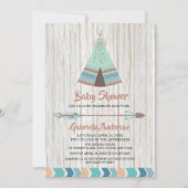 Invitation Rustique Boho Tribal Teepee Baby shower (Devant)