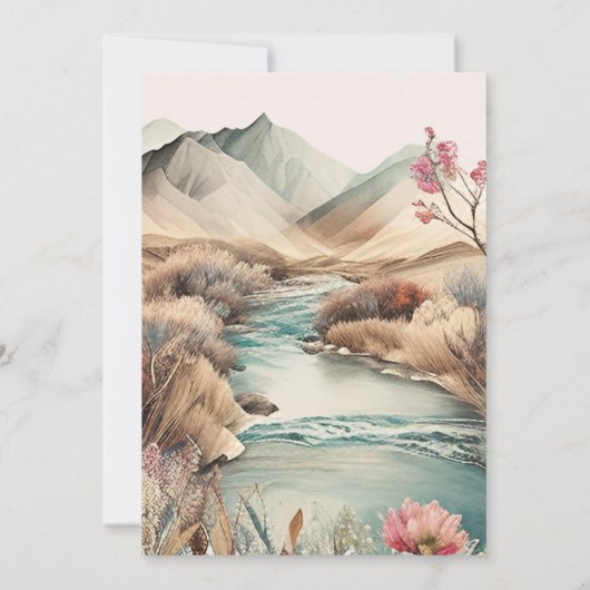 Invitation Rustique Boho Watercolor Mountain Bride (Dos)